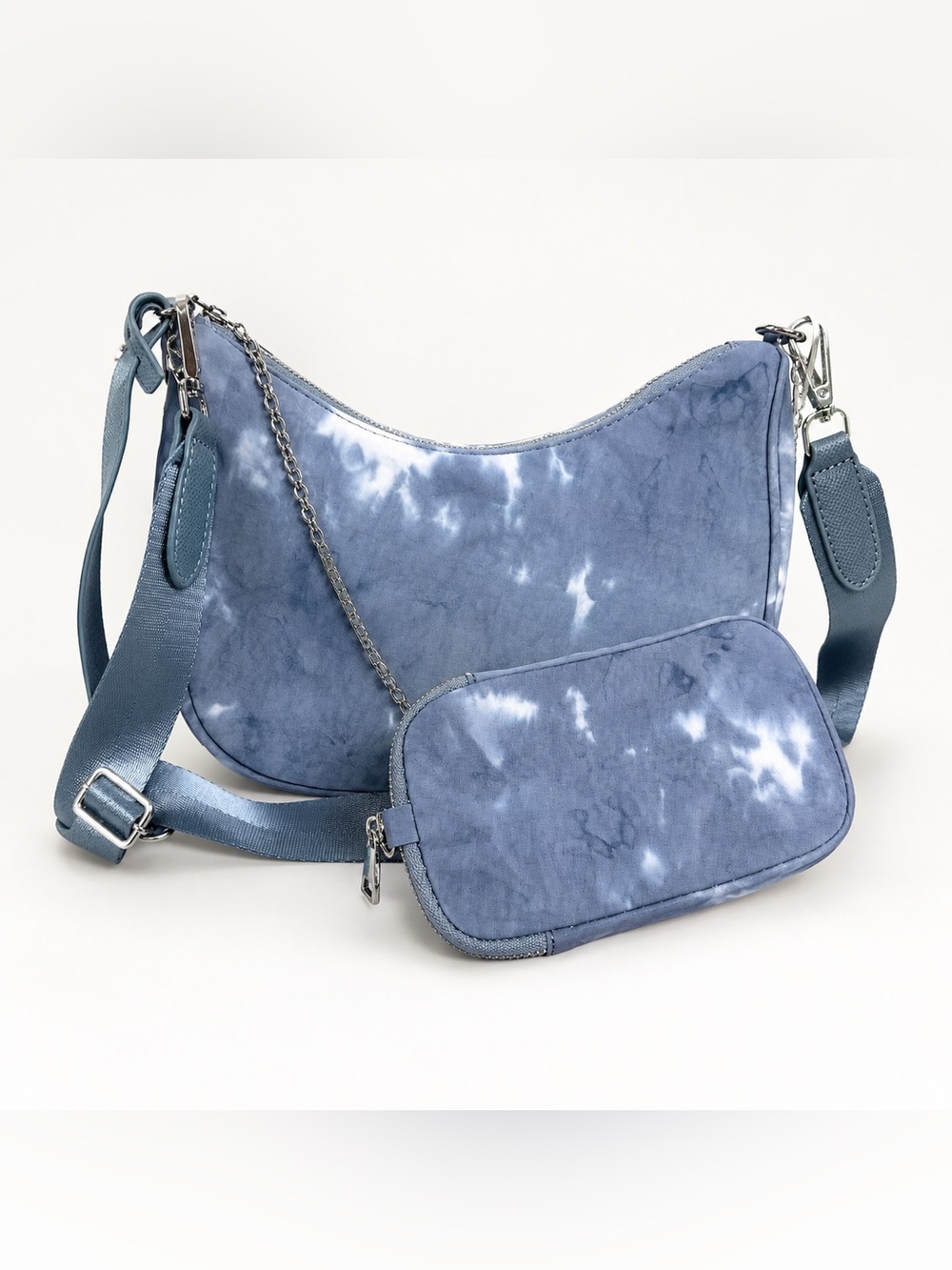 Urban Expressions Light Blue Tie-Dye Shoulder Bag with phone case